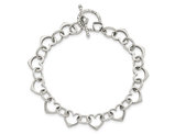 Sterling Silver Polished Heart and Circle Link Bracelet (7.50 Inches)